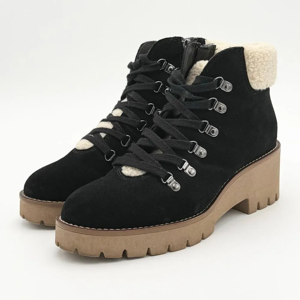 Blondo Devin Black Suede Waterproof Lace Up Lined Winter Boots - Women’s US 7.5